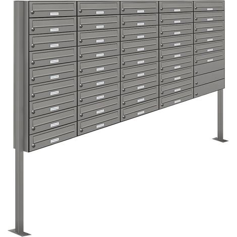 42er Premium Standbriefkasten RAL 9007 freistehend Postkasten Ständer 5x9 (1/5)