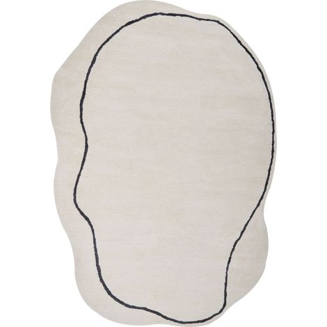Tappeto moderno in viscosa e lana fatto a mano con motivo geometrico beige 160 x 230 cm Dera (1/5)