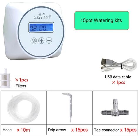 (15 régulateurs) Système de minuterie de pompe d'irrigation goutte à goutte intelligent pour l'irrigation automatique des plantes de jardin. (1/5)