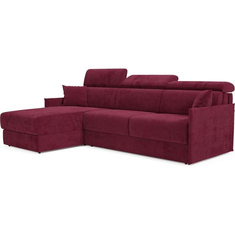 Miryam Canapé convertible d'angle en tissu détachable T31 232 cm Gauche bordeaux (1/5)