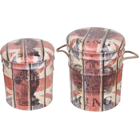 THEODORE - set di 2 pouf contenitore tondo poggiapiedi (1/3)