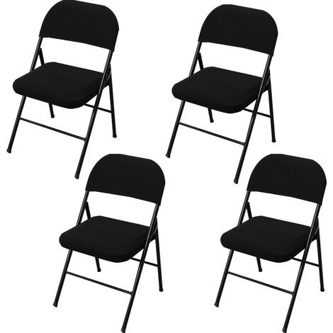 Ensemble de 4 housses de chaise, housses de chaise pliantes à assise séparée, housses de chaise de salle à manger extensibles en spandex avec coussin pour décoration de fête, mariage et maison