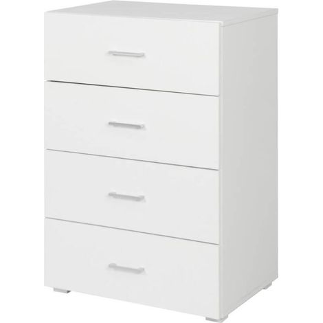 Cassettiera 4 Cassetti 60x41x87 cm in MDF Bianco