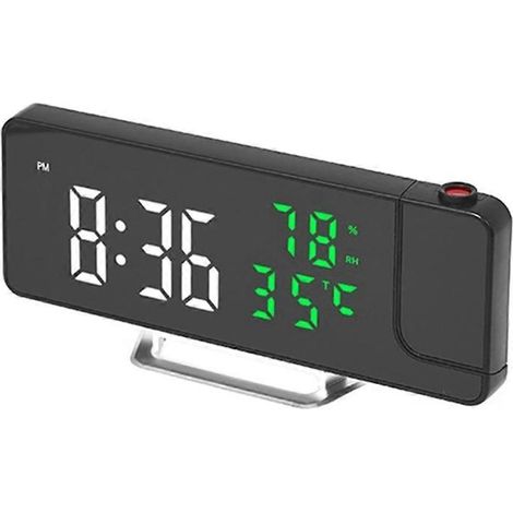 Horloge miroir LED multifonctionnelle avec projection de la température et de l'humidité, dotée d'une fonction de projection de données et d'une conception écologique. (1/5)