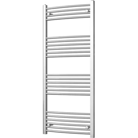 Zennor - Chrome Heated Towel Rail - H1400mm x W600mm - Curved (1/3)