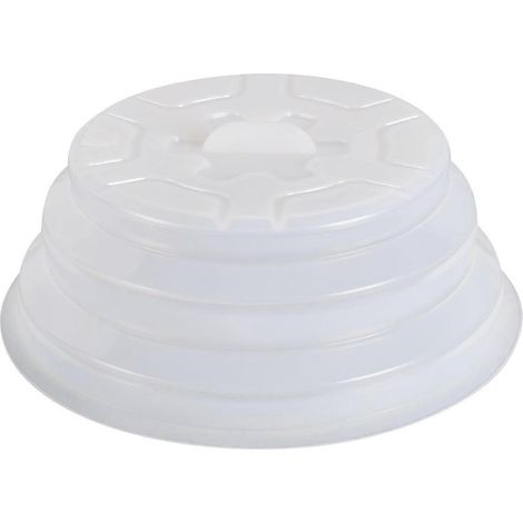Zusammenklappbarer Silikondeckel für Mikrowellenteller, spülmaschinenfest, BPA-frei, hitzebeständig, 28 cm, weiß (1/5)