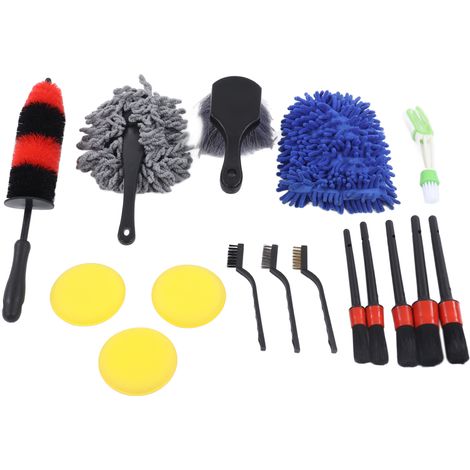 Kit 16 pièces brosse de nettoyage auto détail intérieur extérieur, ensemble pinceau voiture, outil de polissage et lavage habitacle, accessoire de detailing professionnel (1/5)