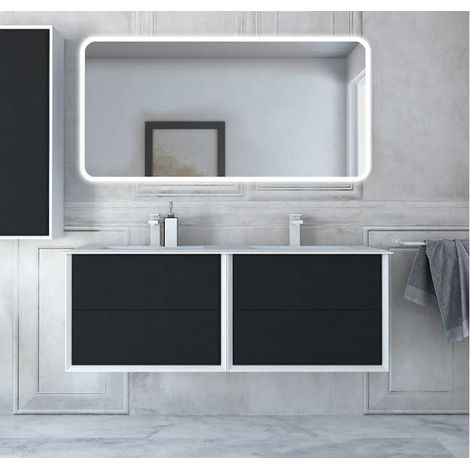 Mobile Bagno Bellagio140 cm SospesoGrafite Base 4 cassetti - Lavabo doppia vasca in Resina (1/5)