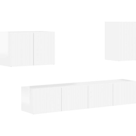 Maison Exclusive - TV-Wandregal-Set 4 pcs Hochglanz Weiß Holzwerk