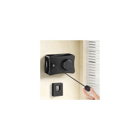 Stendibiancheria retrattile, 5,1 m in acciaio inox, per uso interno ed esterno, stendibiancheria invisibile regolabile (Nero) - Crezuo