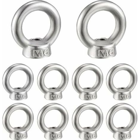 M6 crou Anneau 10 Pcs 304 en Acier Inoxydable Filetage crou Oeil de Levage crous illet pour Les Accessoires de (1/4)