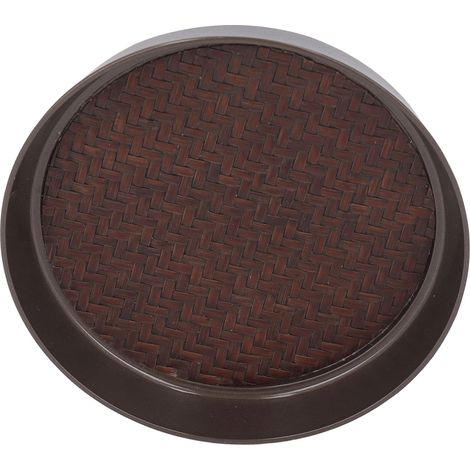 Plateau à thé rond, petit, en alliage décoratif à motif tressé, avec tasses et soucoupes pour la maison, le patio ou la terrasse.