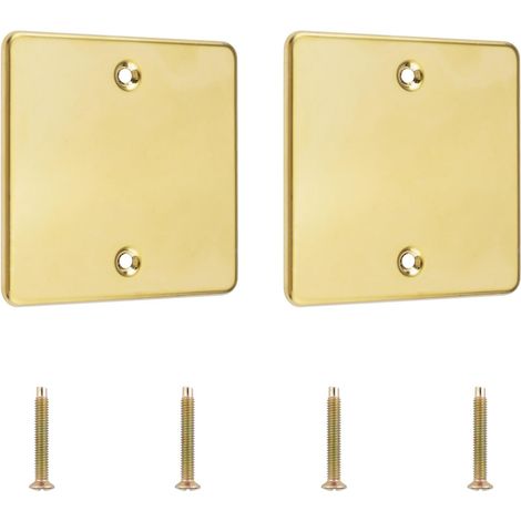 Lot de 2 plaques d'obturation en acier inoxydable pour prise de courant, prises ou interrupteurs non utilisés (doré) (1/5)