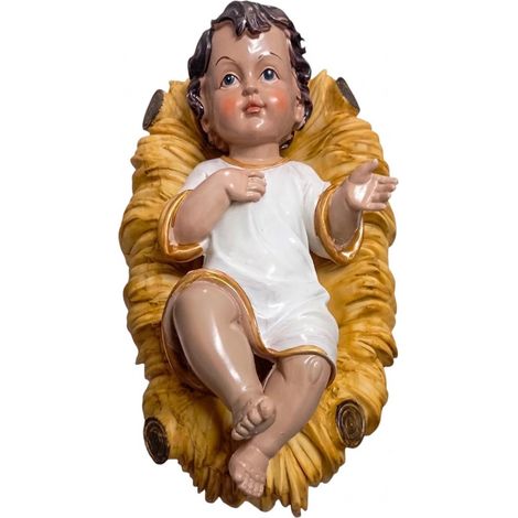 Gesù Bambino Con Culla VESTITO Grande cm 34x22x19 in Poliresina per Presepe Statuina Culla e Bambinello Removibile Natività Decorazione Natalizia Tradizionale Dettagli Realistici Personaggi Sacri (1/5)