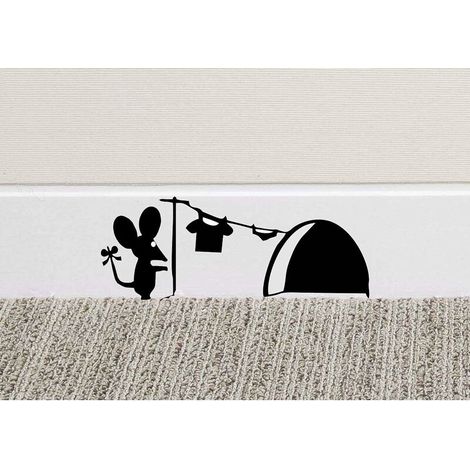 Mouse Hole Wall Art Sticker Washing Vinyl Decal Mice Home Skirting Board Funny by Black Country Vinyls,18x7cm, Sunflower