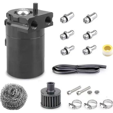 Reniflard D'huile Auto,Récupérateur Huile Moteur,300ml Réservoir de Carburant en Aluminium Réservoir de Stockage D'huile Avec Filtre à Air,Universel pour Une Variété de Véhicules (1/4)