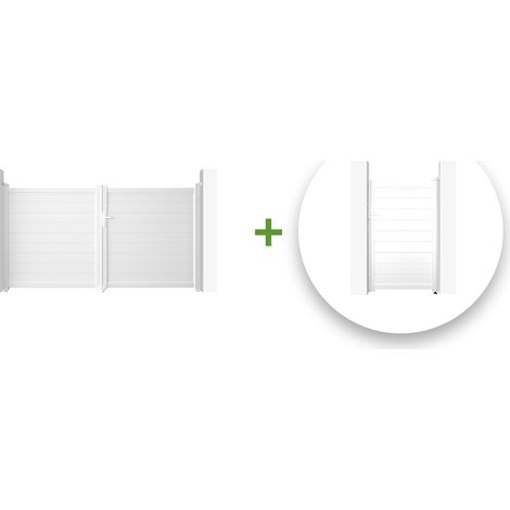 Pack portail battant EIGER 300x160cm + Portillon EIGER 100x160cm Blanc (1/5)