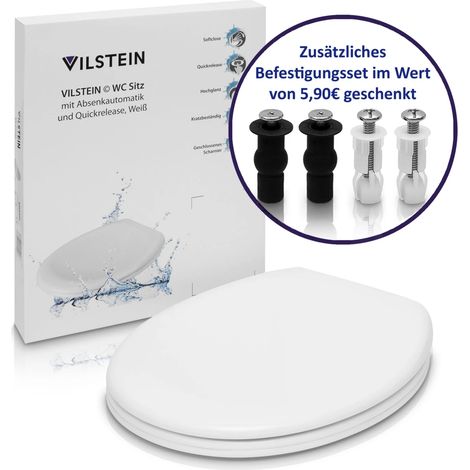 VILSTEIN WC Sitz mit Absenkautomatik, Quickrelease, hochwertige Qualität aus Duroplast, Weiß