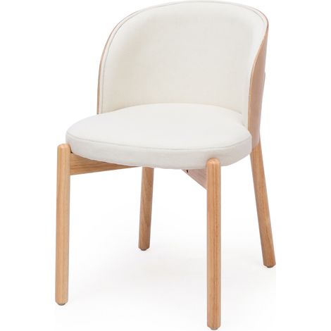 4 sillas de comedor de madera con lino y chapa de fresno color natural MODENUIT (1/5)