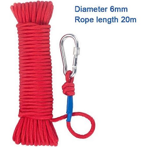 Corde en nylon polyvalente, légère et durable, avec mousqueton, adaptée au camping en plein air, 6 mm. (1/5)