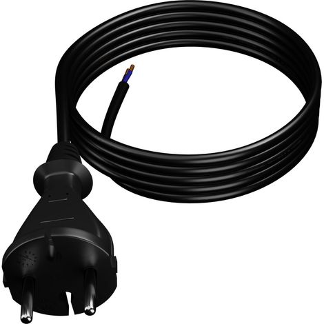 Cavo di alimentazione in gomma con spina dritta, 4,5 m, 2x1 mm², tipo E, 16 A, nero. (1/5)
