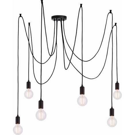 Endon Studio - Lampada a sospensione a grappolo con 6 luci, vernice nera opaca, attacco E27