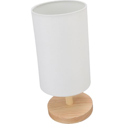 Lampe de chevet simple à LED dimmable, style rétro, en tissu et bois, idéale pour la chambre. (1/3)