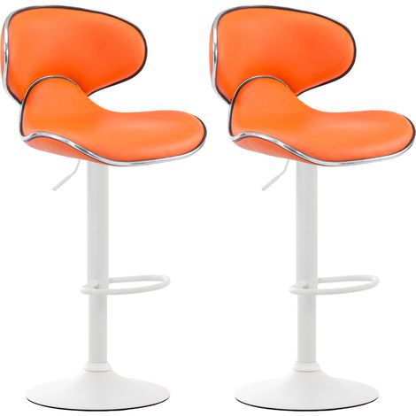 2er Set Barhocker Las Vegas Kunstleder orange weiß