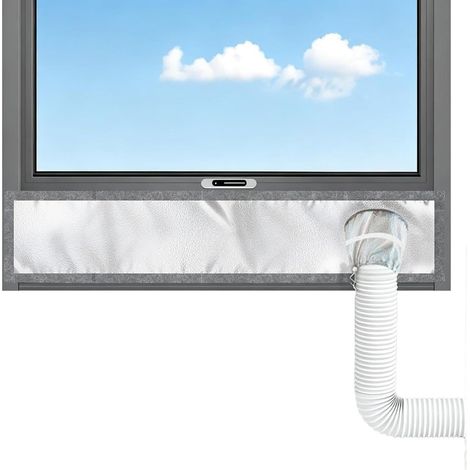 Kit de ventilation de fenêtre pour clim portable Couche argentée Kit d'étanchéité de fenêtre coulissante pour clim portable Chambre, salon, garage, appartement, lo (1/5)