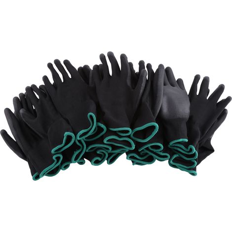 12 paires de gants de travail tricotés, enduits de PU, pour travailleurs (M) (1/5)