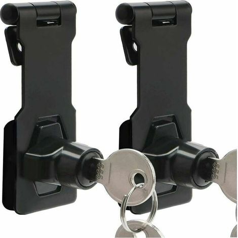 Riegel- und Bolzenset, bestehend aus 2 x 7,6 cm großen Riegeln mit abschließbarem Riegel, Schloss und Metallriegel für Türen/Schränke/Fenster, Schwarz (1/5)