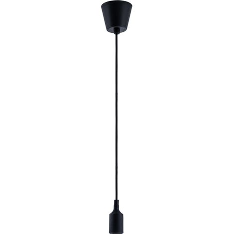 Paco Home Lampenaufhängung Schwarz E27 Schnurpendel Silikon Ãberzogen 1,5m Textilkabel ohne Leuchtmittel, Schwarz