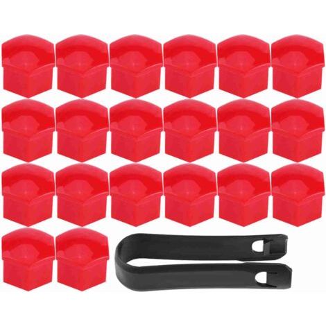 Radkappen - 20 Stück - ABS - 17 mm - Rot - Universeller Schutz und Dekoration für Radmuttern und -schrauben