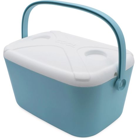 Kühlbox mit Getränkehalter hellblau - 20 Liter - Outdoor Thermobox manuell mit Tragegriff