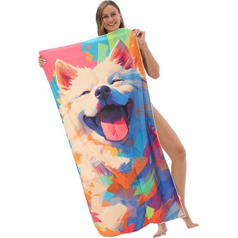 Serviette de plage ultra-légère et pliable, à séchage rapide et résistante au sable, idéale pour les voyages, le fitness, la natation, comme tapis de plage, sablier, etc. 70 x 140 cm (1/5)