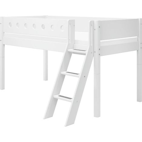 Lit mi hauteur Lit mi-hauteur WHITE 90x200 avec échelle inclinée (1/4)