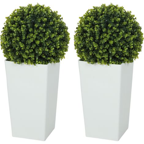 Lot de 2 boules de eucalyptus artificiel, plante artificielle de 65 cm avec protection UV, 330 feuilles en pot, verte (1/5)