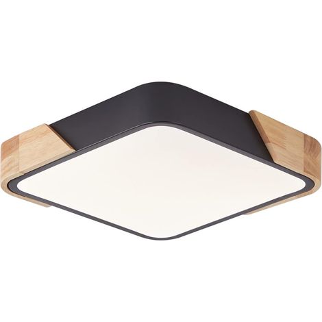 Plafonnier LED 18W, 4000K Lampe Nautral Plafonnier en Bois Moderne, Carré Encastré Plafonnier pour Chambre à coucher Cuisine Salon Salle à manger Couloir Bureau, 30cm30cm [Classe énergétique E]