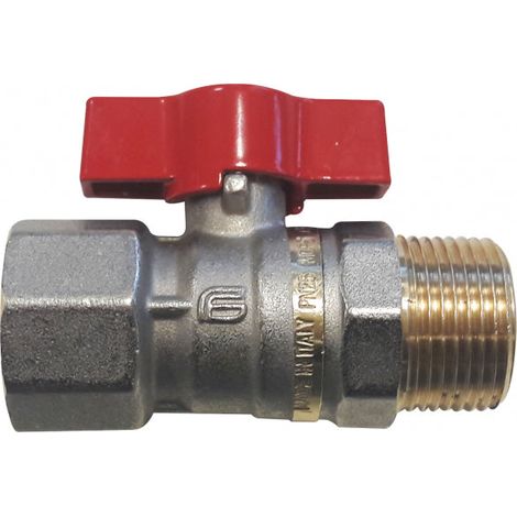 Effebi - Valvola arresto a sfera maschio-femmina 3/4 con 7 filetti e farfalla rossa