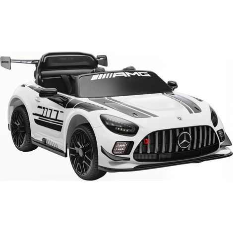 Auto elettrica per bambini Mercedes AMG 12V bianca con luci LED, musica e clacson (1/5)