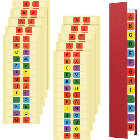 Pack of 260 alphabetical tabs from A to Z - Multicolored - 2.5 cm - Adhesive alphabetical tabs - For notebooks, files, pages and binders (1/5)
