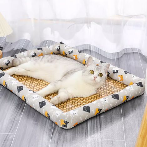 1 Alfombra refrescante, de ratán, transpirable, antideslizante, de verano, para perros/gatos (1/5)