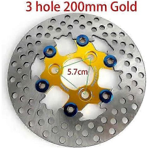 Disques de frein flottants universels en alliage d'aluminium pour moto, diamètre extérieur 200 mm/220 mm/245 mm/260 mm, plaquettes de frein à refroidissement rapide (5,7 cm, or, 200 mm) (1/5)
