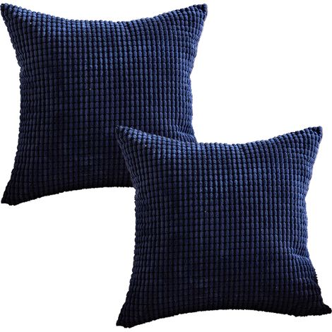 Lot de 2 housses de coussin, velours côtelé, rayures, 60x60 cm, fermeture éclair, salon (1/5)