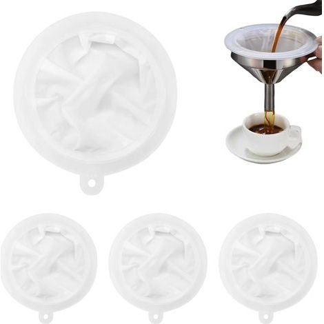 4 Pièces Filtre Alimentaire de 13 cm Filtre à Tamis Fin en Nylon Entonnoir Filtre 200 300 400 450 Maille Filtre à Confiture Passoire Fine avec Tamis à Mailles Cuisine pour Jus Vin Café Lait (1/5)