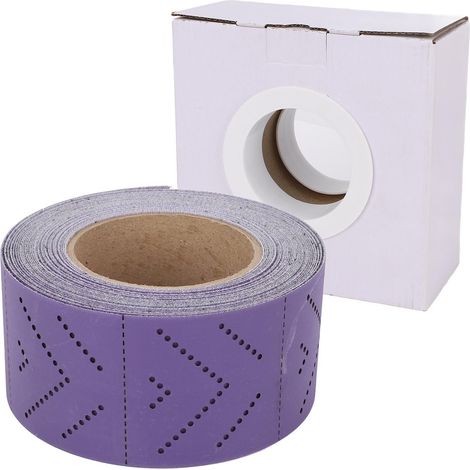 Ortviai Papier abrasif céramique 400 grains, rouleau 70 mm x 12 m, multi-perforé et sans poussière pour préparation peinture et réparation carrosserie (1/5)