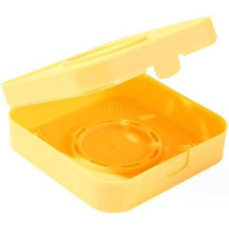 Boîte de rangement pour houppette à maquillage portable, élégante et respirante, jaune, idéale pour la maison et les voyages. Parfaite pour la maison et les voyages. (1/5)