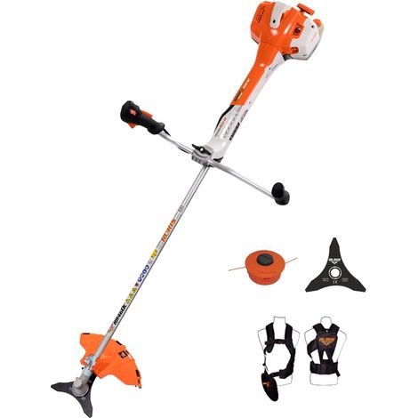 Débroussailleuse, 3Ch, Bobine Coupe File, Suport Guidon avec Amortisage des Vibrations, Disque Triple, Harnais de Sécurité Ergonomique, Orange (1/5)
