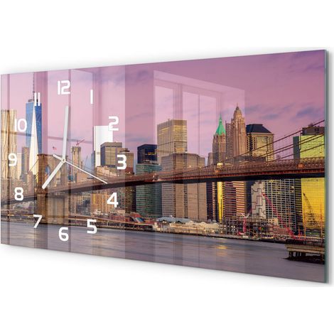 Horloge Murale Cadeau Crémaillère 60x30 cm Décoration Maison Moderne Manhattan, New York (1/5)