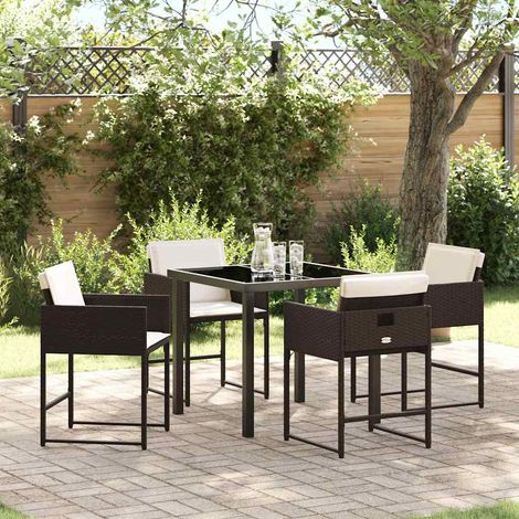 Garten Essgruppe 5 pcs Braun Poly-Rattan (1/5)